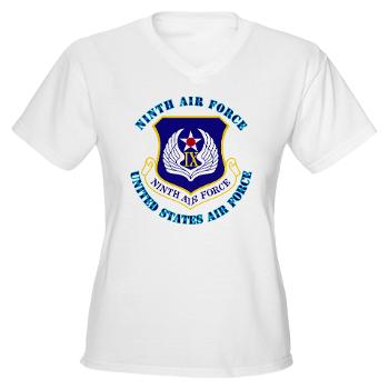 NAF - A01 - 04 - Ninth Air Force with Text - Women's V-Neck T-Shirt