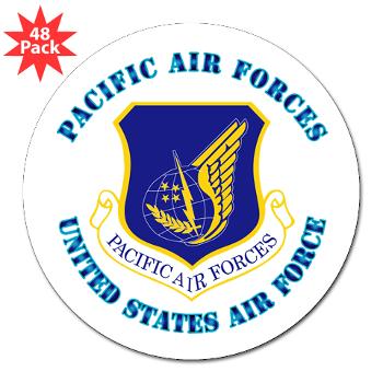PAF - M01 - 01 - Pacific Air Forces with Text - 3" Lapel Sticker (48 pk)