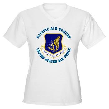 PAF - A01 - 04 - Pacific Air Forces with Text - Women's V-Neck T-Shirt