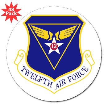 TAF - M01 - 01 - Twelfth Air Force - 3" Lapel Sticker (48 pk)