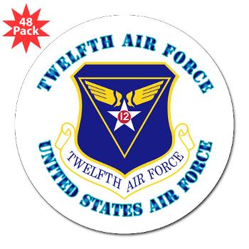 TAF - M01 - 01 - Twelfth Air Force with Text - 3" Lapel Sticker (48 pk)