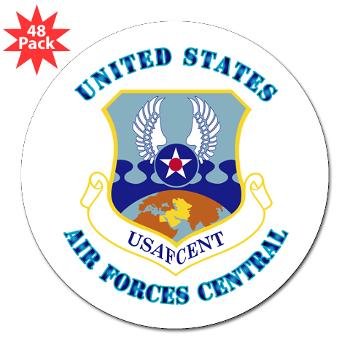 USAFCENT - M01 - 01 - United States Air Forces Central with Text - 3" Lapel Sticker (48 pk)