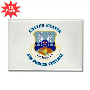 USAFCENT - M01 - 01 - United States Air Forces Central with Text - Rectangle Magnet (10 pack)