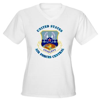 USAFCENT - A01 - 04 - United States Air Forces Central with Text - Women's V-Neck T-Shirt