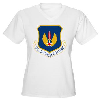 USAFE - A01 - 04 - United States Air Forces in Europe - Women's V-Neck T-Shirt