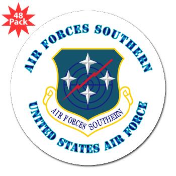 USAFS - M01 - 01 - United States Air Forces Southern with Text - 3" Lapel Sticker (48 pk)