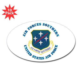 USAFS - M01 - 01 - United States Air Forces Southern with Text - Sticker (Oval 10 pk)