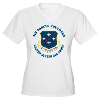 USAFS - A01 - 04 - United States Air Forces Southern with Text - Women's V-Neck T-Shirt